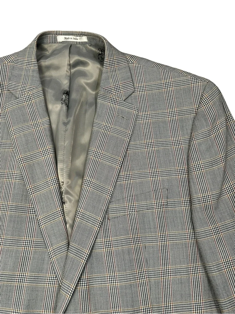 Austin Reed Silk Wool Classic Blue Brown Gray Earthy Glen Plaid Men's Blazer 48L